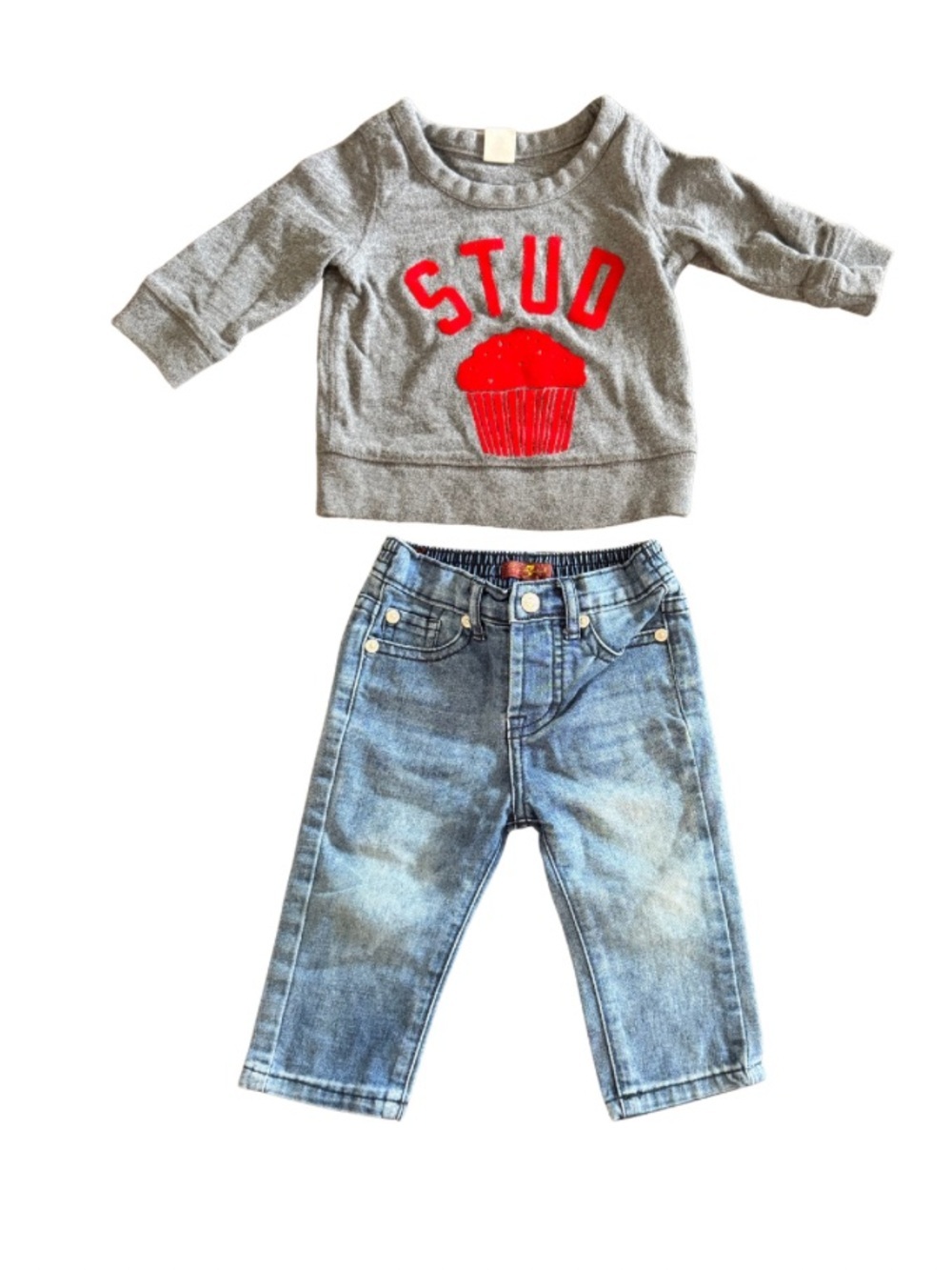 Baby Gap STUD Pullover & 7 For All Mankind Jeans Set 6-12M 👖